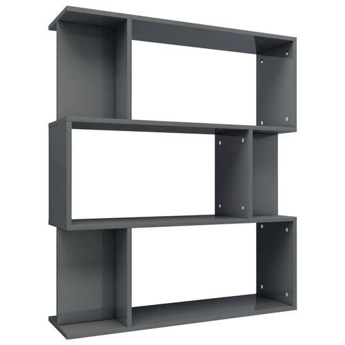 vidaXL Bibliothèque/Séparateur de pièce Gris brillant 80x24x96 cm