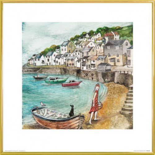 Poster Reproduction Encadré: Joe Ramm - Harbour Picnic (40x40 Cm), Cadre Plastique, Or
