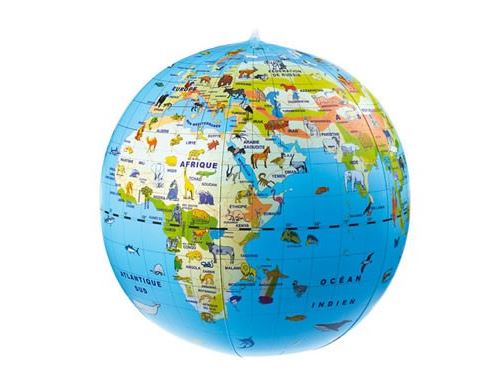 Globe Terrestre Gonflable PVC - 28 Cm Diamètre - Cadeau Éducatif Et Jouet De Plage Pour Enfants