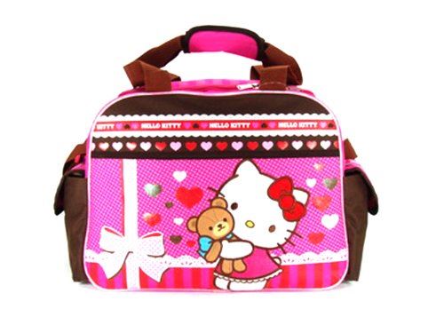 Sac de sport Hugo Kitty Teddy Bear Hug rose et marron - Sac de voyage Hello Kitty