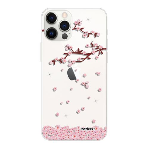 Coque pour iPhone 12/12 Pro souple transparente Chute De Fleurs Motif Ecriture Tendance [Evetane®]