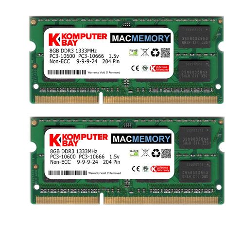 Komputerbay 16Go (2x 8Go) PC3-10600 204-Pin 1333 SODIMM pour ordinateur portable Mac Speicher mémoire pour Apple Mac