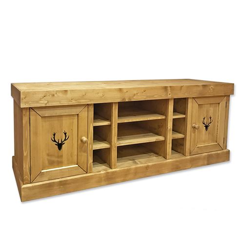 Meuble TV CERF en Bois Massif 2 Portes 180cm