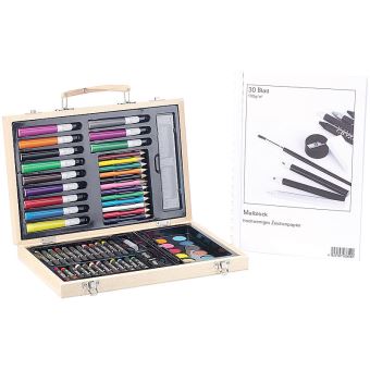 Coffret De Dessin Peinture 67 Pieces Avec Cahier 30 Pages 80g M Crayon De Couleur Et Feutres Achat Prix Fnac