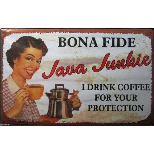 plaque coffee bona fide avec pin up style rétro tole pub usa
