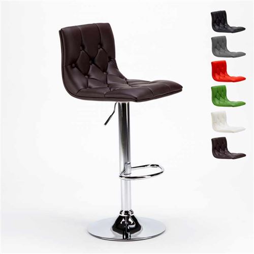 Tabouret Haut cuisine et matelas matelassé similicuir Design Honolulu, Couleur: Marron