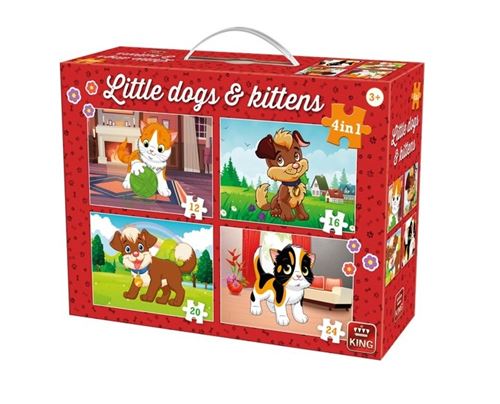 King puzzle 4-en-1 Chiens & Chatons 12-24 pièces