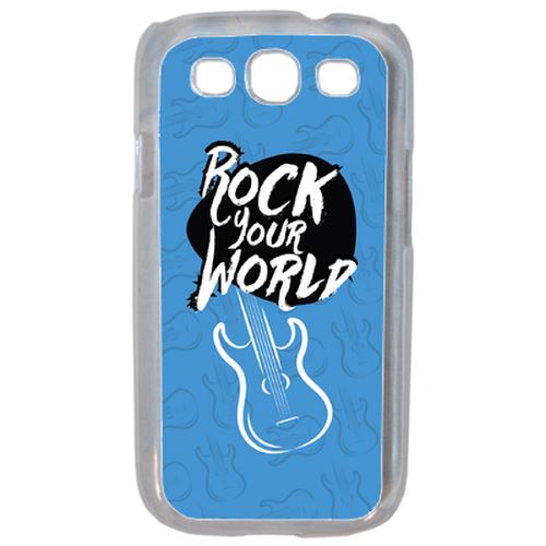 Coque Rock Your World Fond Bleu Compatible Samsung S3 Transparent