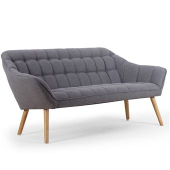 Canapé 3 Places Scandinave Zentao Tissu Gris Clair