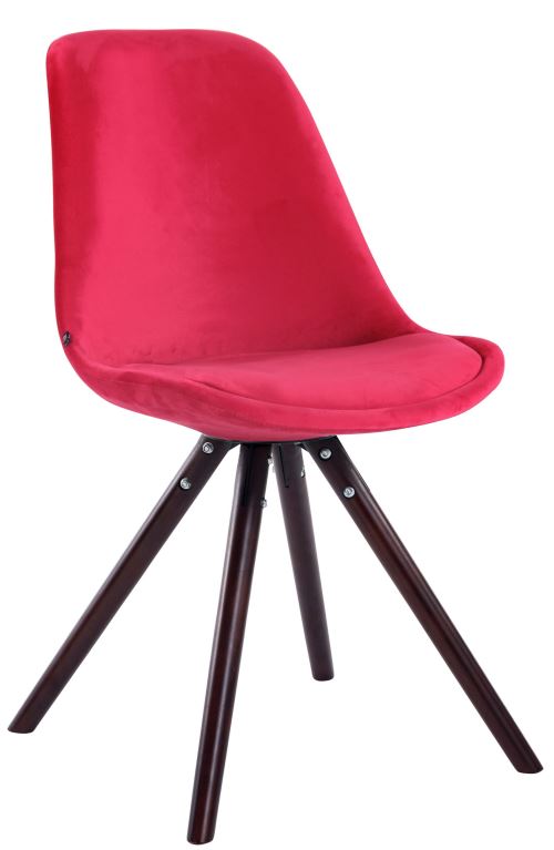 Chaise Toulouse en velours / Piétement Rond , Rouge/Cappuccino