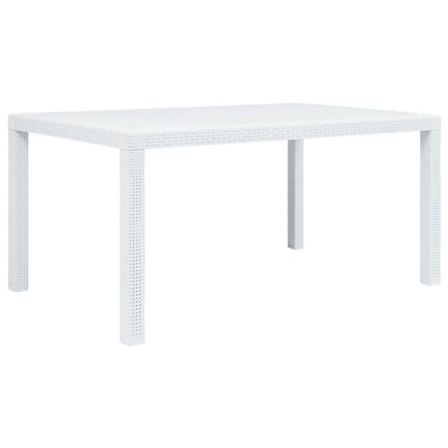 Vidaxl Blanc Table De Jardin 150X90x72 Cm Plastique Aspect De Rotin