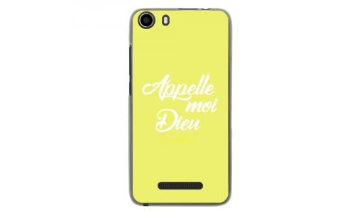 Coque souple pour Wiko Lenny 2 avec impression Motifs Appelle moi Dieu jaune