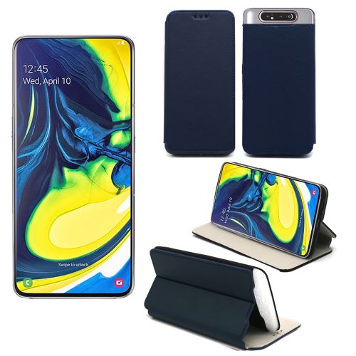 Housse Samsung Galaxy A80 bleue - Etui Coque Samsung Galaxy A80 Protection antichoc à rabat Smartphone 2019 - Accessoires Pochette Case XEPTIO
