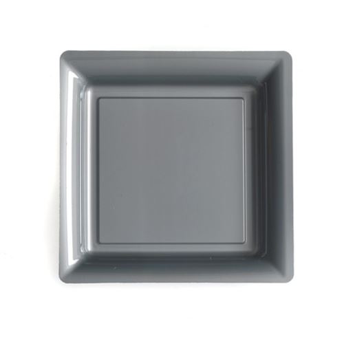 12 assiettes à dessert carrées réutilisables 18cm gris - isap v57180gr