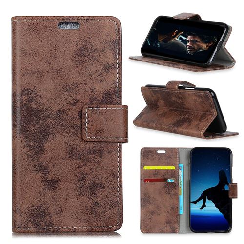 Etui en PU style vintage marron pour votre Huawei Honor 10 Lite/P Smart (2019)