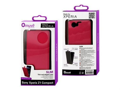 Muvit Slim Folio - Coque de protection pour téléphone portable - rose - pour Sony XPERIA Z1 Compact