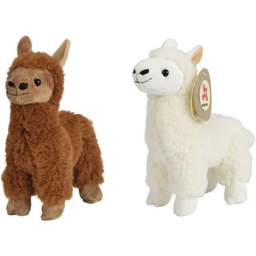 NICOTOY Peluche Lama debout avec billes - Blanc - 16 cm