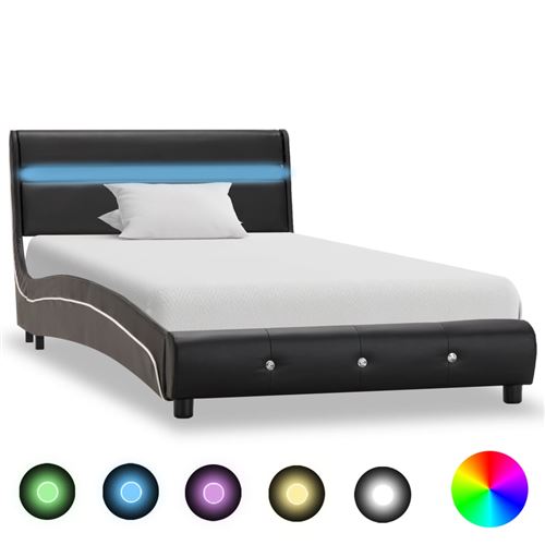 vidaXL Bedframe met LED kunstleer zwart 90x200 cm