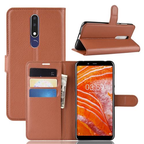 Etui en PU marron pour Nokia 3.1 Plus