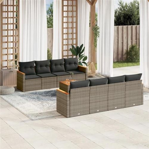vidaXL - Salon de jardin - 9 pièces - Gris - Image 2