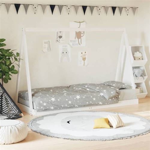 vidaXL Cadre de Lit pour Enfants, Lit Simple avec Sommier à Lattes, Meuble de Chambre à Coucher, Scandinave, Blanc 80x200 cm 834535