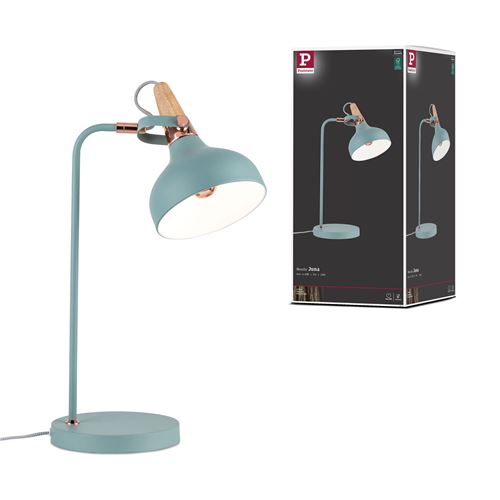 Lampe à poser Juna E14   max. 20W Vert satiné, Cuivre, Bois Métal#Bois
