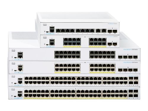 Cisco Business 250 Series Cbs250-8P-E-2G - Commutateur - C3 - Intelligent - 8 X 10/100/1000 (Poe+) + 2 X Combo Gigabit Ethernet / Sfp Gigabit - Montable Sur Rack - Poe+ (67 W)