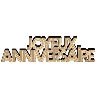 10 décorations joyeux anniversaire bois 6x2cm or - chalayer 7981 0-3 - 1
