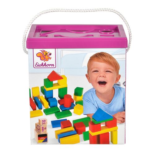 Non Communiqué Blocs De Construction En Bois Colorés D'eichhorn 50 Pcs