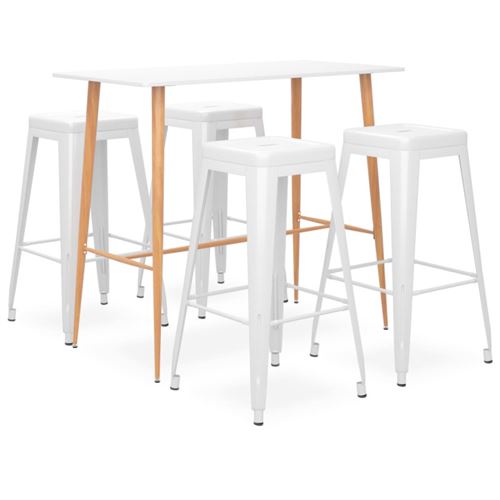 Vidaxl ensemble de bar 5 pcs blanc 3057430