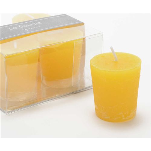 Non Communiqué Jaune Lot De 4 Bougies Votive 4,3 X 4,7 Cm Moutarde - Amadeus - Cire