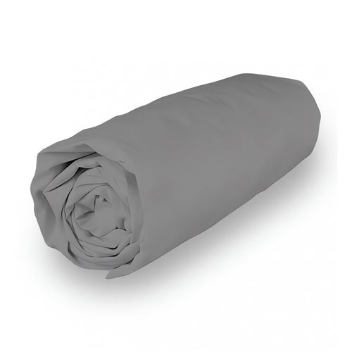 Drap housse en coton 200x200 cm PERCALE gris, par Soleil d'ocre