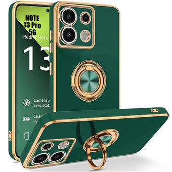 Coque pour Xiaomi Redmi Note 13 Pro 5G (pas pour 4G), Protection Antichoc en Silicone avec Support Rotatif, Vert Nuit - BOOLING - 1