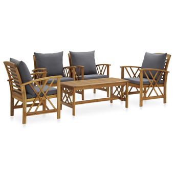Salon de jardin Vidaxl gris bois massif 4 personnes x 50.0 x 43.0 cm 5 pieces - 1