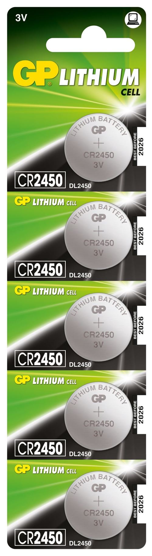 GP Batteries - Pile Bouton CR 2450 - Lithium 3V - Pack de 5 - Image 3