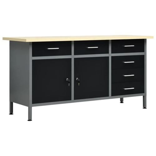 Vidaxl Noir Etabli 160X60x85 Cm Acier - Image 2
