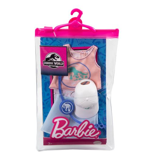 Barbie Fashion Pack thème Jurassic World - GRD46 - Ensemble vêtements Short, Haut Top, Casquette, Bracelet