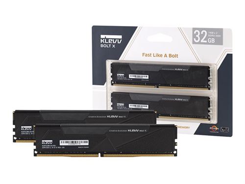 Klevv BOLT X - DDR4 - kit - 32 Go: 2 x 16 Go - DIMM 288 broches - 3600 MHz / PC4-28800 - CL18 - 1.35 V - mémoire sans tampon - non ECC