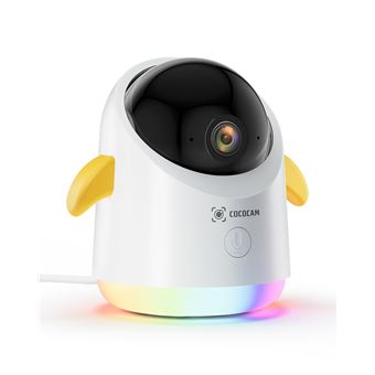 COCOCAM 2K Babyphone caméra Wi-FI 2.4/5GHZ, Pan 355°, Tilt 120°, Lumière Amusante, Analyse IA, Détection des Pleurs, Capteur De Température/Humidité - 1