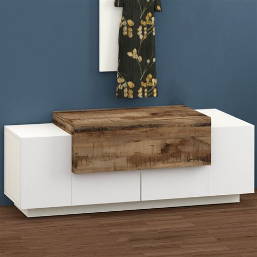 Meuble Entrée Buffet Bas 2 Portes Compartiment Rabattable Coro Baix Acero