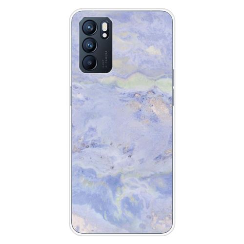 Coque en silicone imprimée compatible Oppo Reno 6 5G Marbre Bleu