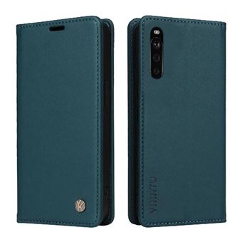 Étui Portefeuille Sony Xperia 10 VII - Flip Cover Fibre De Carbone, Pochettes Cartes, Support Intégré (bleu)