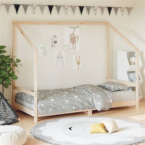 vidaXL Cadre de Lit pour Enfants, Lit Simple avec Sommier à Lattes, Meuble de Chambre à Coucher, Moderne, Marron 90x190 cm 835712