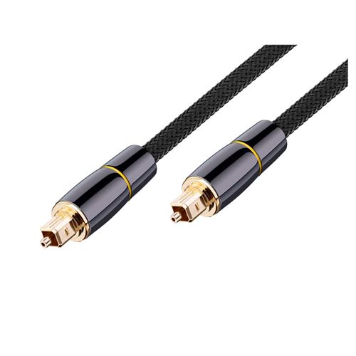 Câble Audio Optique en Nylon Tressé avec Connecteurs Plaqués Or 2m Avizar Noir