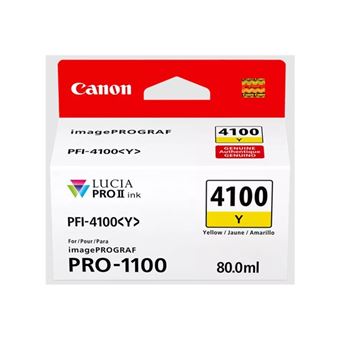 Canon PFI-4100 Y - 80 ml - jaune - original - boîte de suspension - réservoir d'encre - pour imagePROGRAF PRO-1100