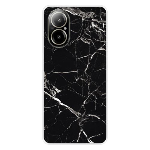 Coque en silicone imprimée compatible Realme C67 4G Marbre Noir
