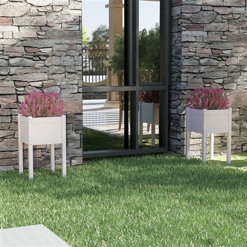 Vidaxl Blanc Jardinières D'extérieur 2 Pcs 40X40x70 Cm - Image 3