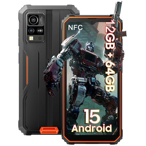 Blackview BV4800 SE Smartphone Incassable Android 15 6.56,5100mAh,12Go+64Go/2To,16MP+8MP, Dual SIM NFC Face ID - Orange