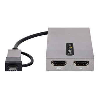 StarTech.com USB to Dual HDMI Adapter, USB A/C to 2x HDMI Monitors (1x 4K