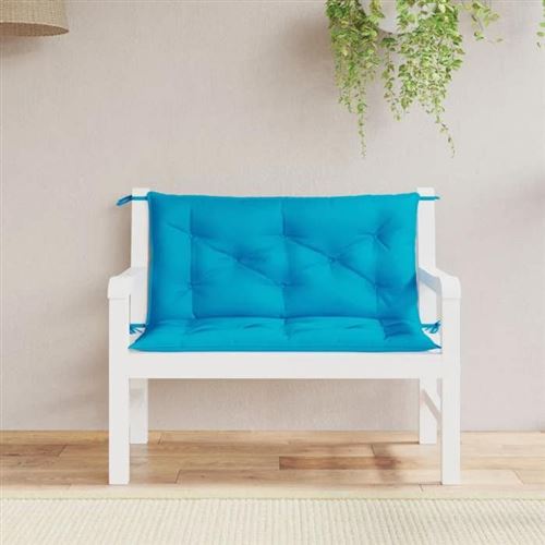 vidaXL Lot de 2 Coussins de Banc de Jardin, Revêtement de Banc avec Jeux de Cordes, Coussin d'Extérieur Imperméable, Bleu 361663